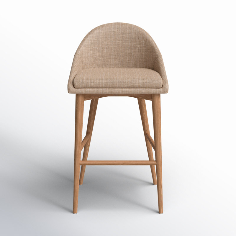 Prescott Upholstered Adjustable Height Counter Stool with Solid Wood Frame, Tan, Walnut Brown