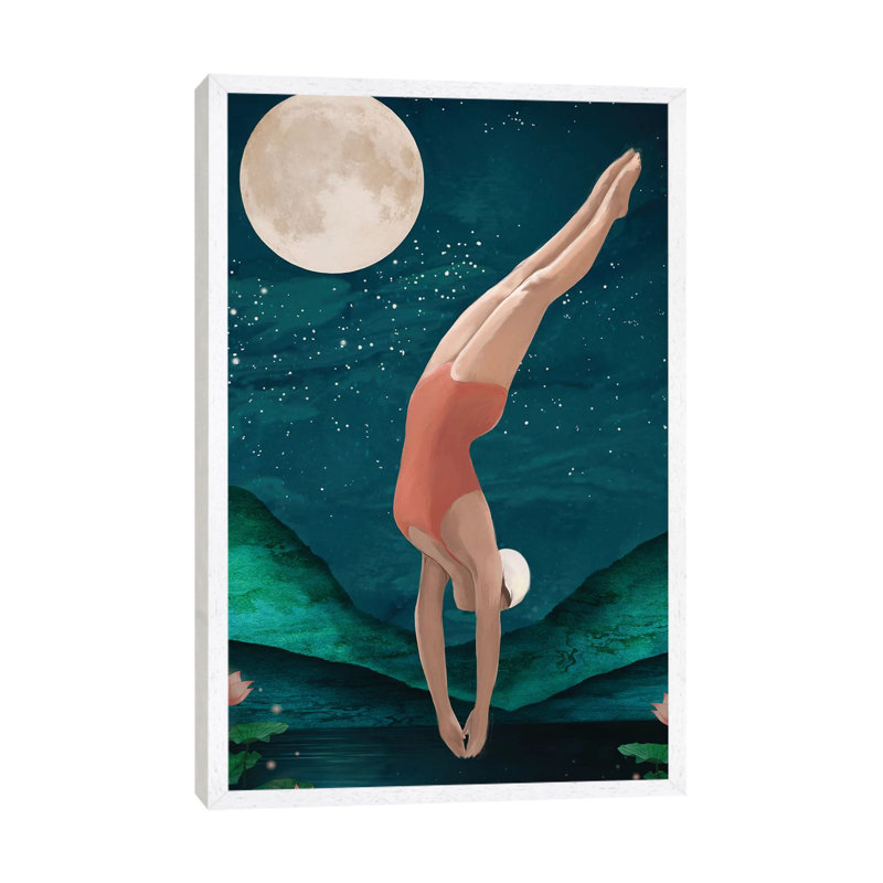Dive by Laura Graves - Painting on Canvas, 66.04 cm H x 45.72 cm W, White Framed Canvas