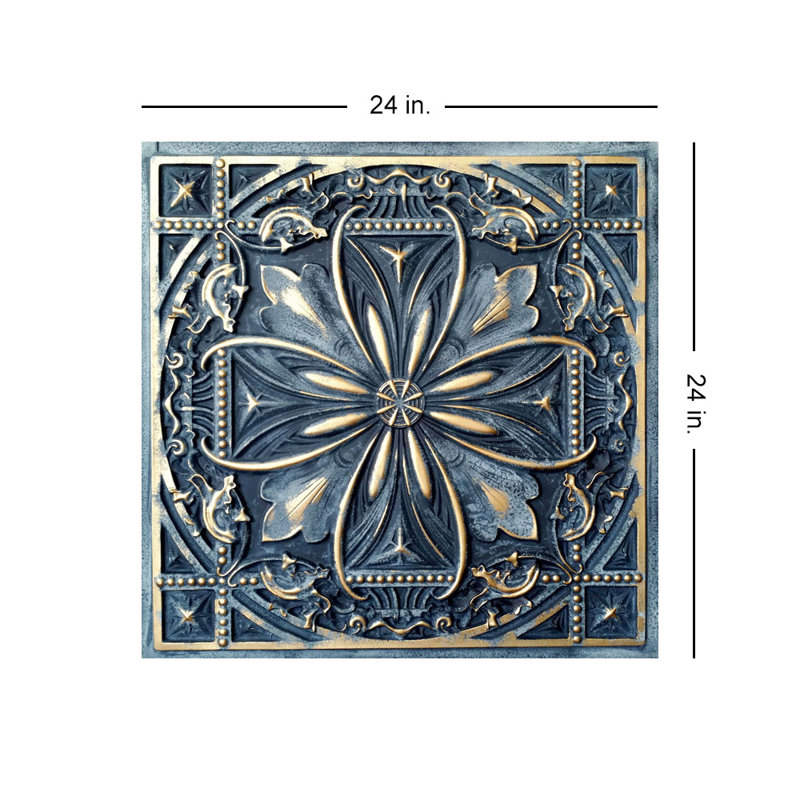 Milan Smoked Gold 2' x 2' PVC Faux Tin Ceiling Tile