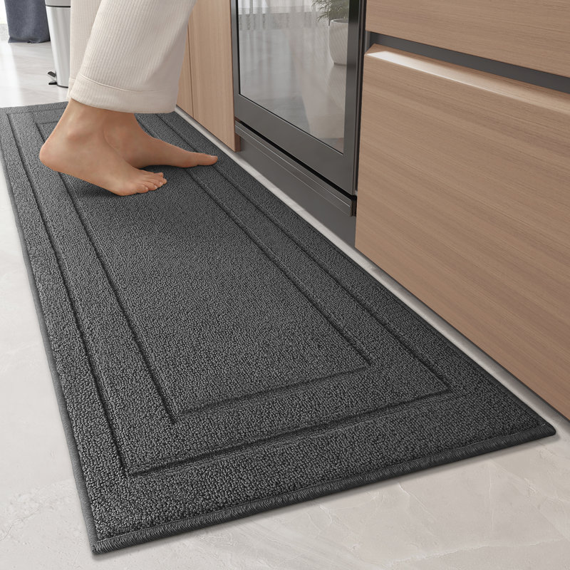 Tapis de cuisine antidérapant Capucina, Rectangle 1 pi 4 po x 4 pi 9 po, gris