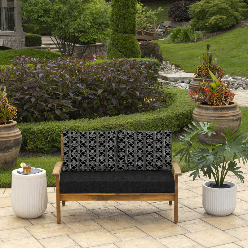 ARDEN 3 - Piece Outdoor Seat/Back Cushion, Black/Gray