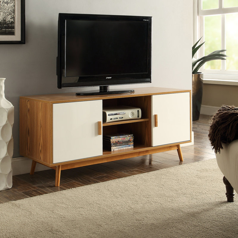 Asten TV Stand, Wood Grain/White