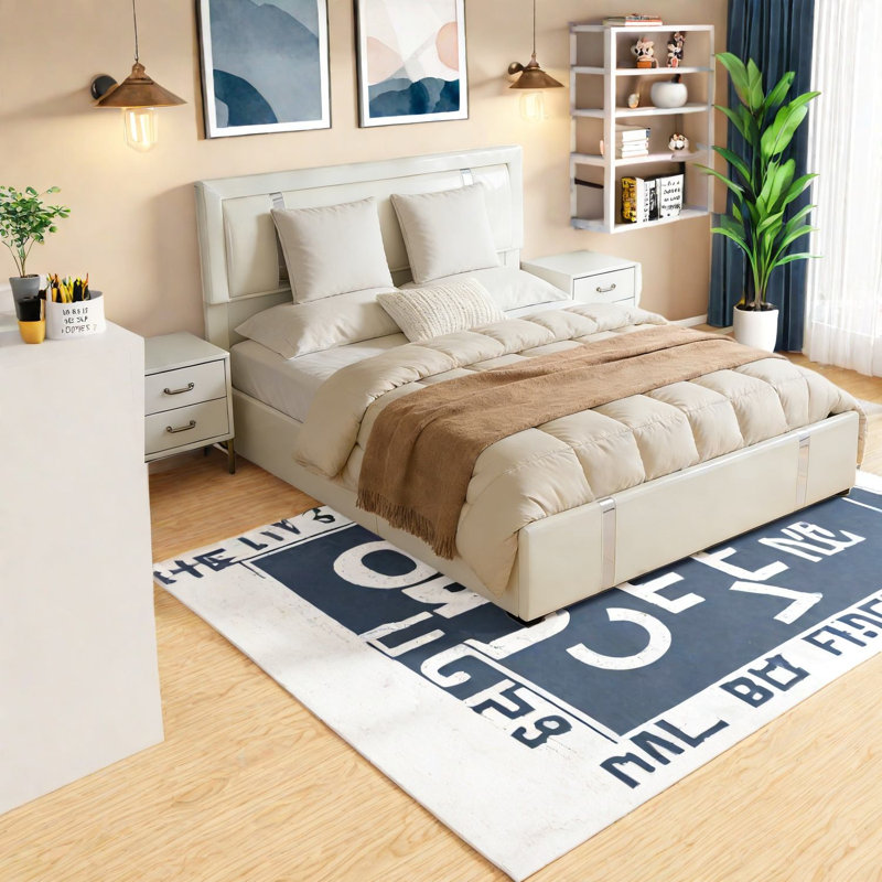 Lits de rangement réglables avec design moderne en similicuir à DEL pour la maison
