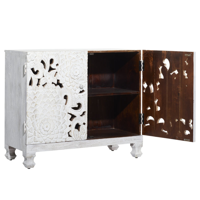 Buffet décoratif à 2 portes en bois massif