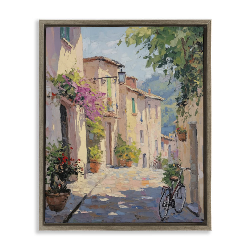 Cadre flottant Cobblestone Path City Architecture, design par Nini Art, H 21 po x l 17 po, Brun