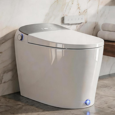 Cuvette de toilette intelligente avec bidet intégré, couvercle à ouverture / fermeture automatique, toilette à double chasse allongée
