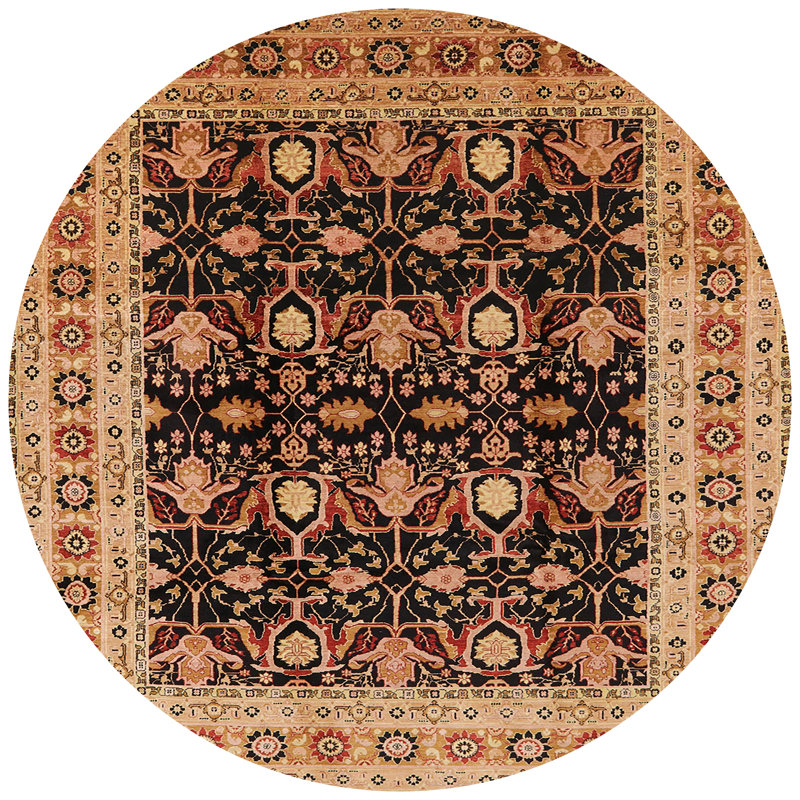 Tapis oriental beige / noir Arnaud, Rond 6 pi