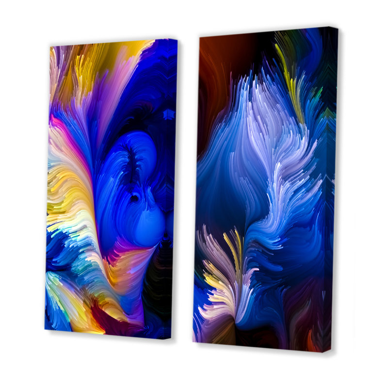 Escape of Liquide Art - ensemble de 2 peintures sur toile, Toile tendue, H 20 po x l 24 po x P 1 po