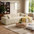 Upholstered 2-Piece Light Camel Faux Rabbit Fur Flannel Sofa With Pillows – All Foam Compressed And No-Assembly Modular Design-123144190