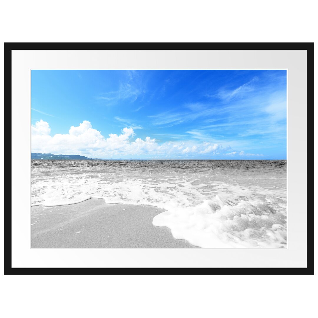 Gerahmtes Poster Sandstrand mit Welle