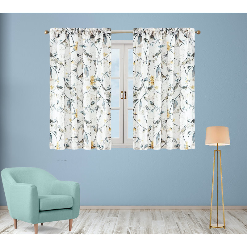 Gray Polyester Tier Window Curtains Set of 2