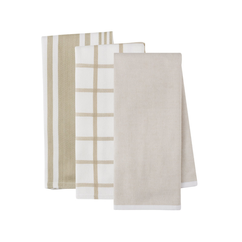 Ensemble de 2 serviettes en microfibre à imprimé, Beige
