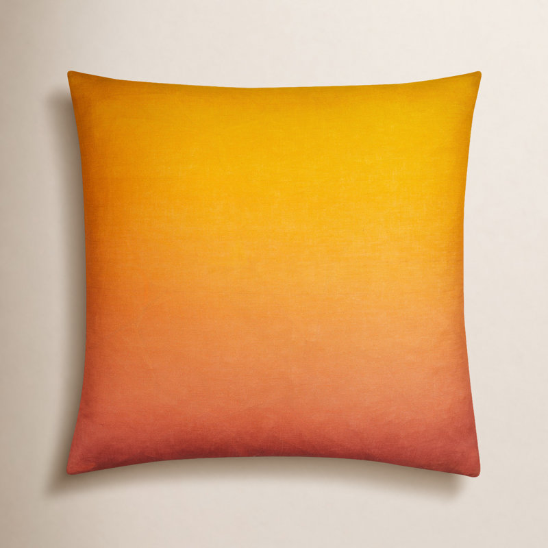 Deadra Ombre Linen Reversible Throw Pillow, Down, Emerald, 22" x 22"