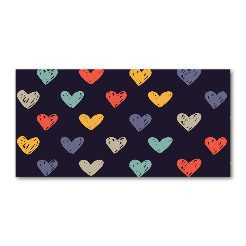Colourful Hearts - No Frame Print on Canvas