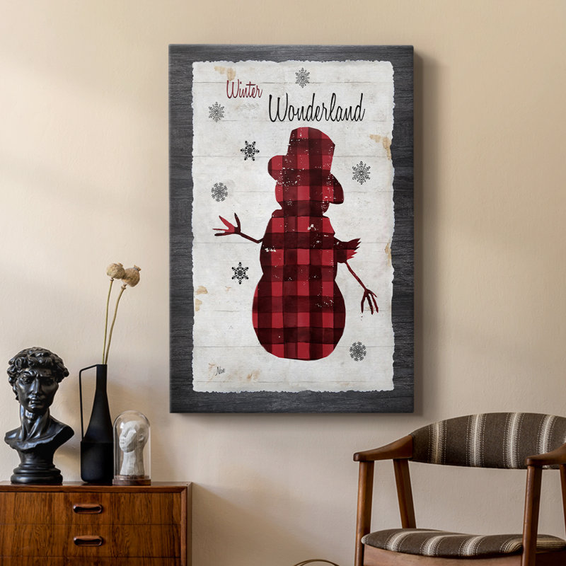Bonhomme de neige à carreaux II - galerie sur mesure, H 18 po x l 12 po