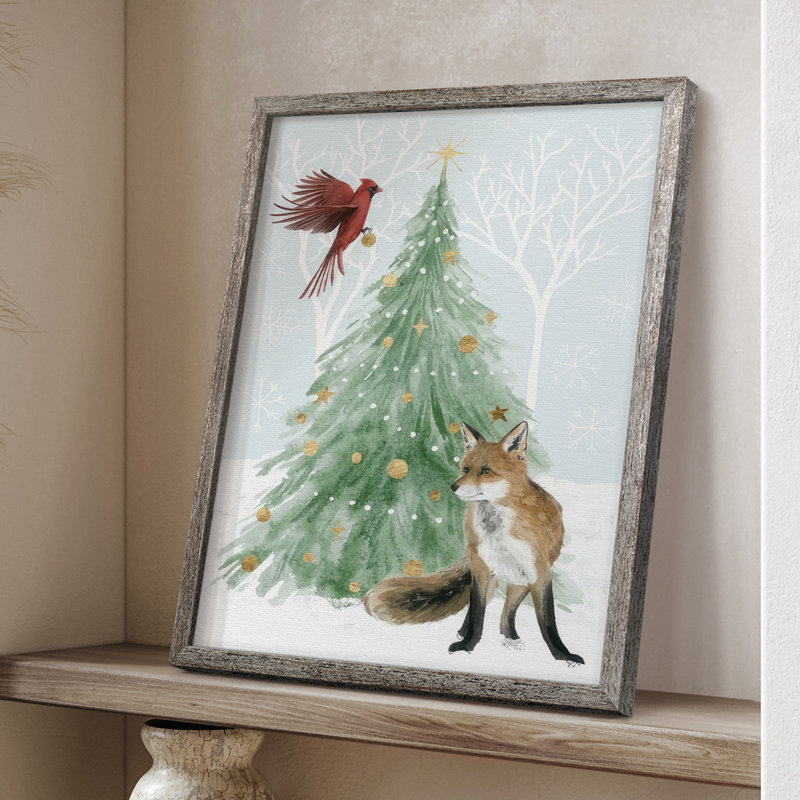 Christmas in the Forest Collection B Framed Print - Solid Wood, 11" H x 9" W