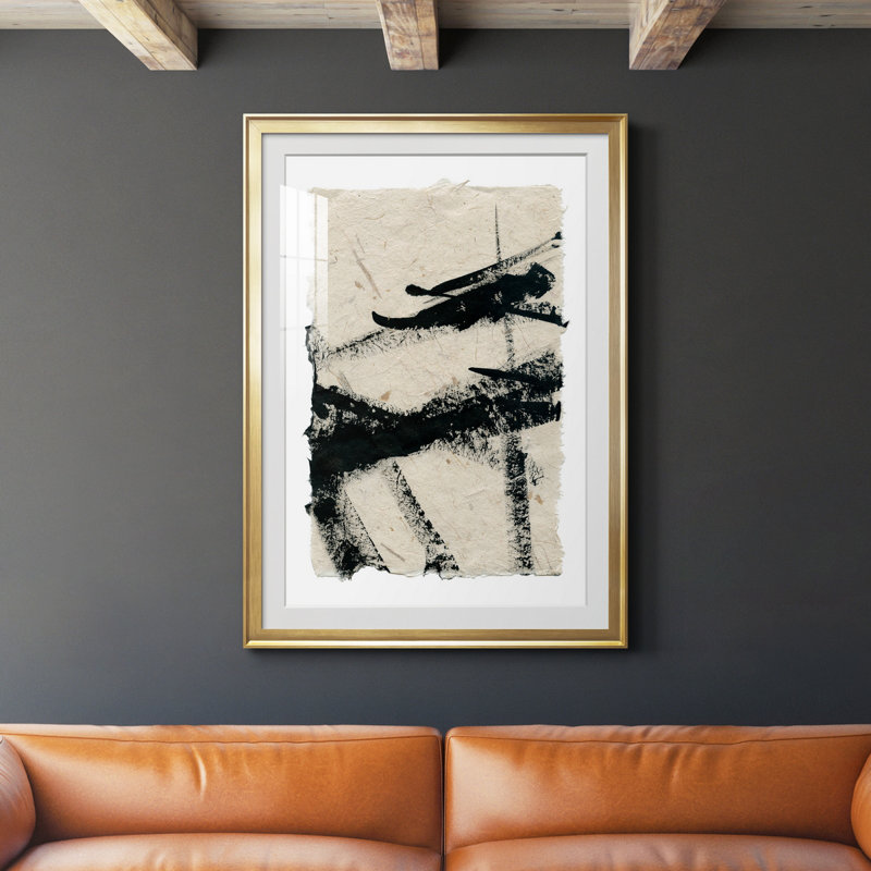 «Lines Crossed II», peinture sur toile encadrée, H 26,5 po x l 36,5 po x P 1,5 po, Or