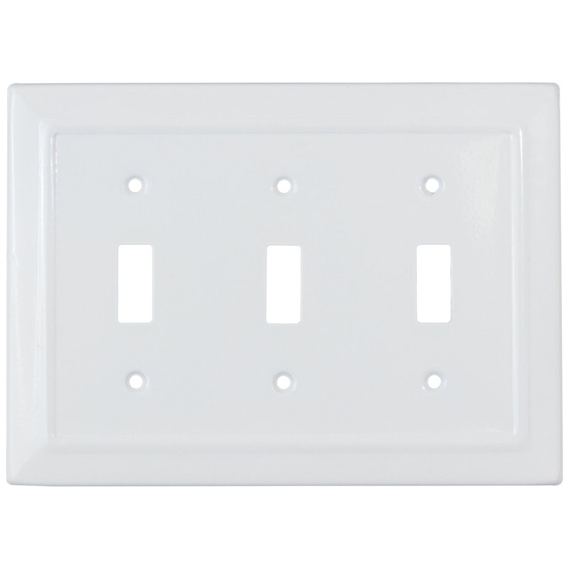 Classic White Aluminum 3-Gang Toggle Light Switch Wall Plate