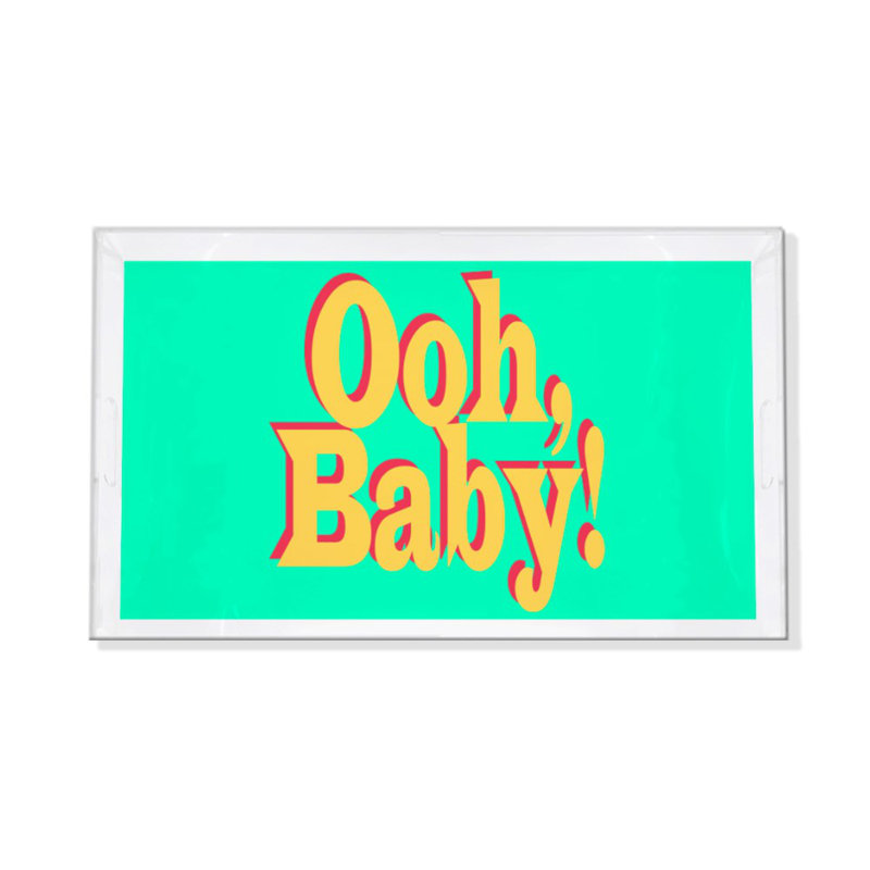 Ooh Baby Acrylic Rectangle Decorative Tray, Green/Paprika/Yellow