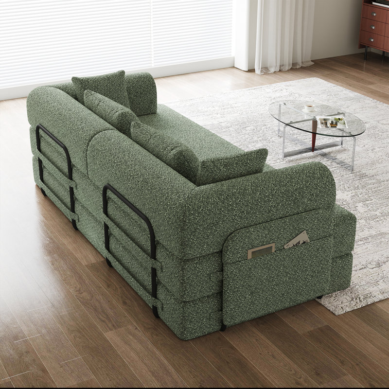 Canapé-lit convertible avec coussin cylindrique, canapé-lit pliant en velours côtelé avec cadre de forme fixe, canapé-lit pour salon