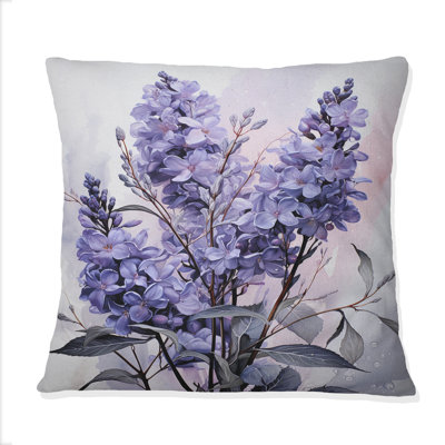 Coussin mauve à motif de fleurs mauves
