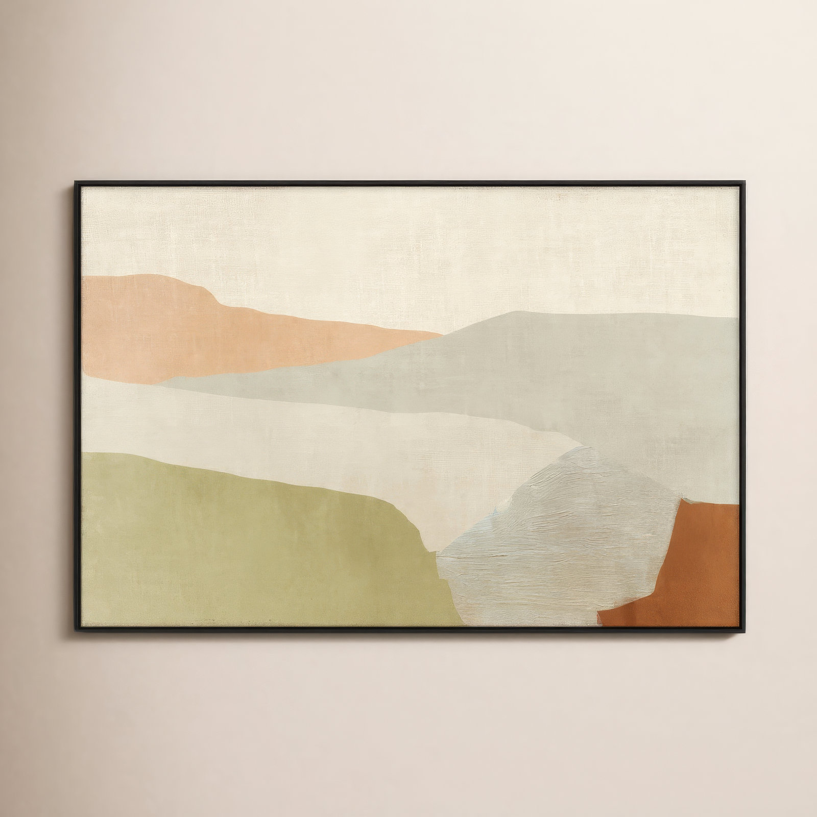 Pastel Views - Floater Frame Painting on Canvas, 41.5" H x 61.5" W, Black
