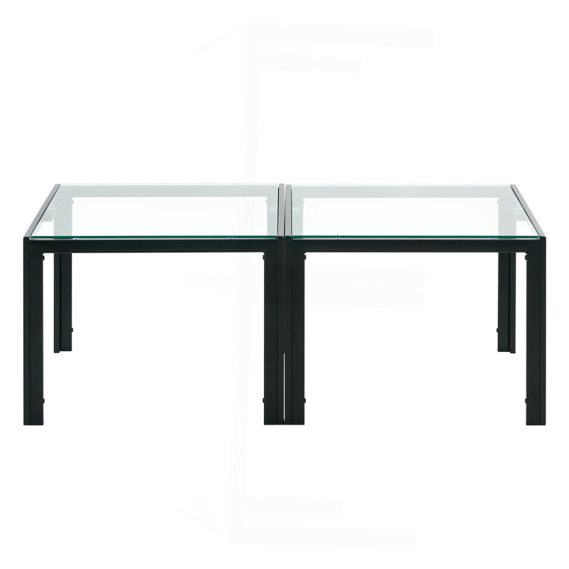 Ensemble de 2 tables basses, Plateau transparent / base noire