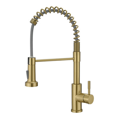 Kitchen Faucet With Pull Down Sprayer Stainless Steel Single Handle Pull Out Spring Sink Faucets