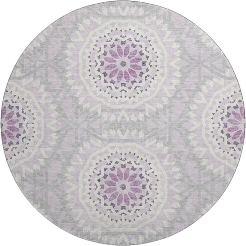 Premium Machine Washable Cerrito Lilac Rug, Round 8'