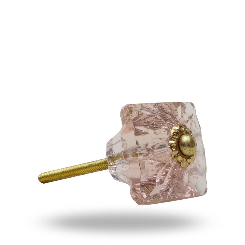 Mammounia 1.4" Length Square Knob Multipack, Light Pink/Gold