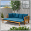 Lit de jour en bois d'acacia Long Beach avec structure en X rustique, conception extensible et coussins résistants à l'eau pour une détente en plein air