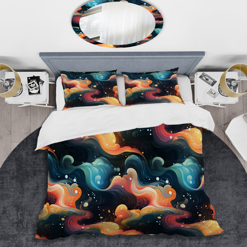 Celestial Dreams Galaxy Pattern XI - Ensemble de housse de couette géométrique
