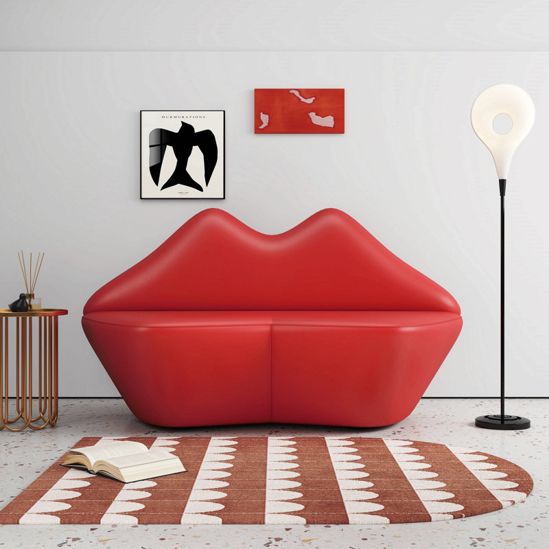 Causeuse en cuir Kiss, Rouge