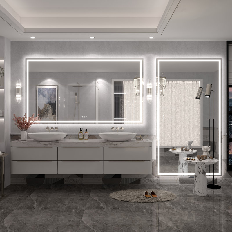 Miroir de salle de bain Molly Framelss, 72 po x 40 po, Transparent