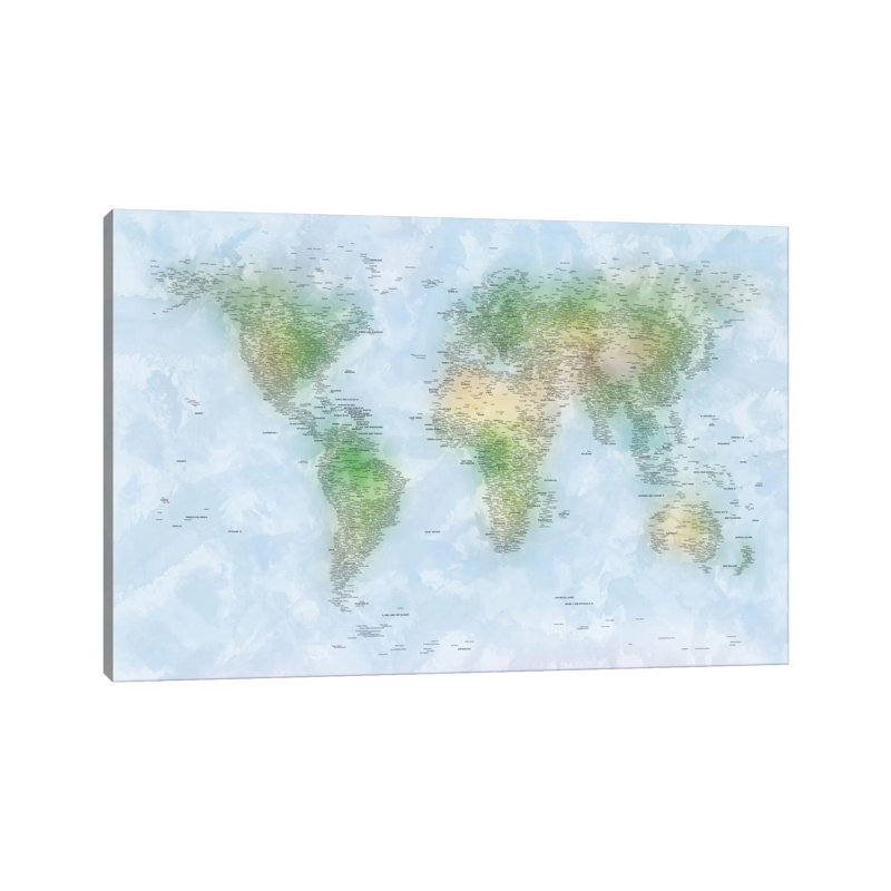 World Map VI by Michael Tompsett - Wrapped Canvas Print, 20.32 cm H x 30.48 cm W