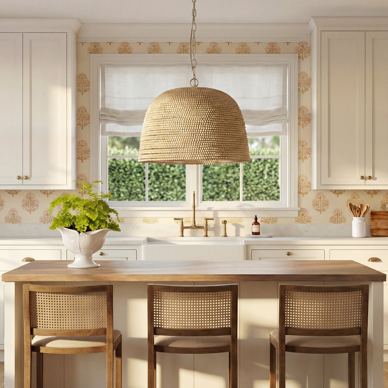 Pacifica Single Light Wood Dimmable Pendant