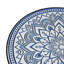 Table d'appoint d'extérieur ronde avec plateau de style mosaïque et pieds incurvés en fer, bleu et noir mat