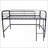 Twin Size Metal High Loft Bed with Storage Steps &amp; Double Ladders Black Space-Saving Bedroom