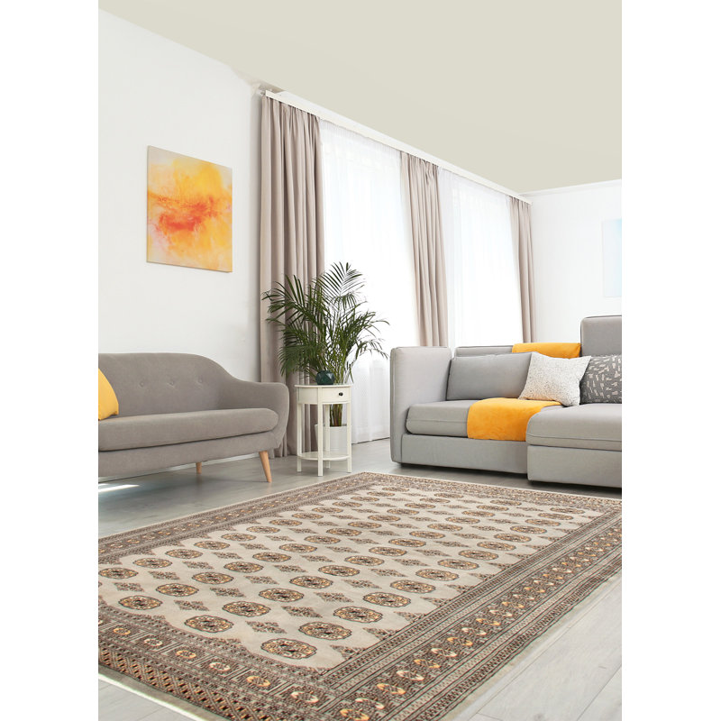 Tapis gris 5 pi 11 po x 8 pi 3 po Finha Peshawar Bokhara