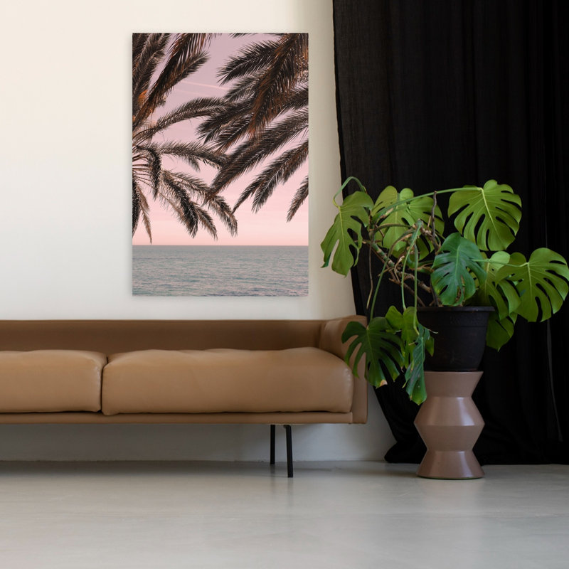 Art contemporain, palmier abstrait, art côtier, H 48 po x l 32 po