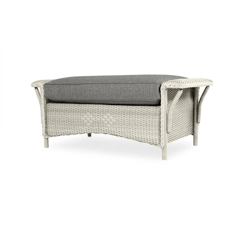 Nantucket Outdoor Ottoman, Flagship Lapis Sunbrella®, Linen