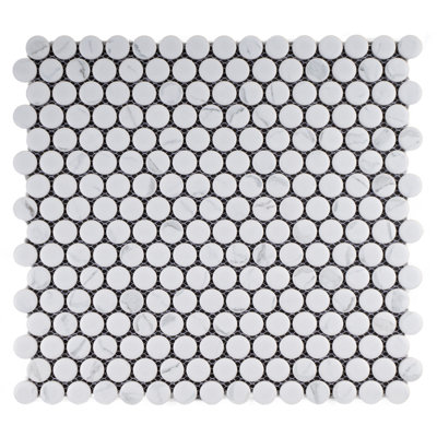 Porcetile 12.41 in. x 11.46 in. Penny Matte Porcelain Mosaic Wall and Floor Tile