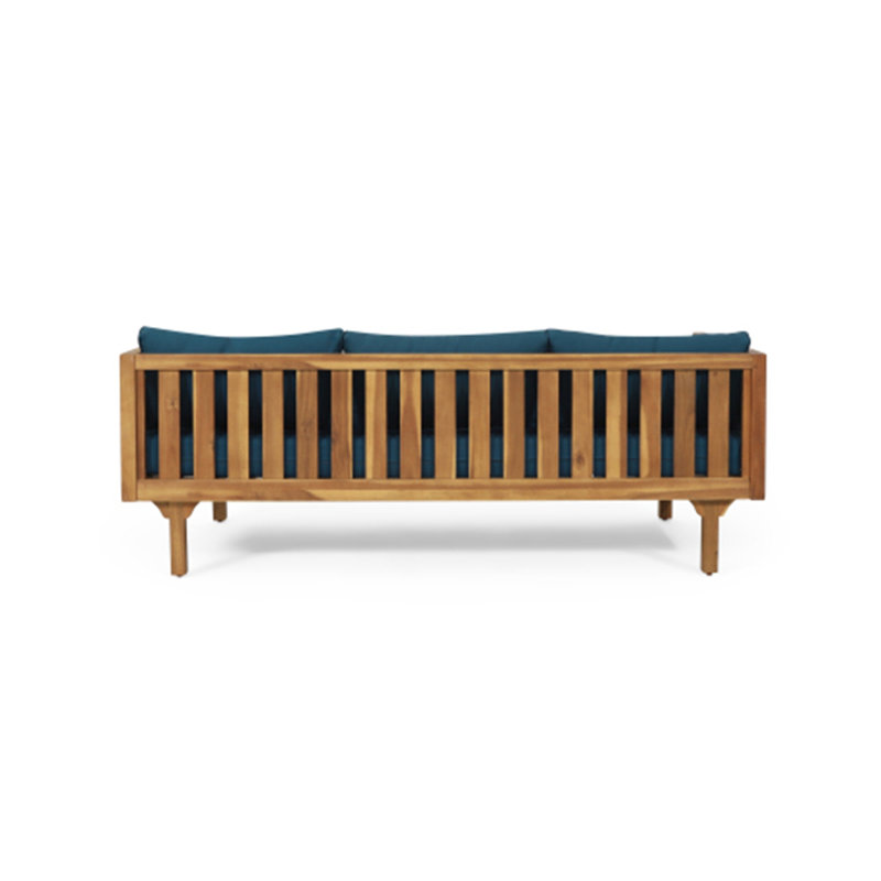 Ensemble de conversation moderne avec coussins Giuliette, Gris foncé, Light Teak/Teak