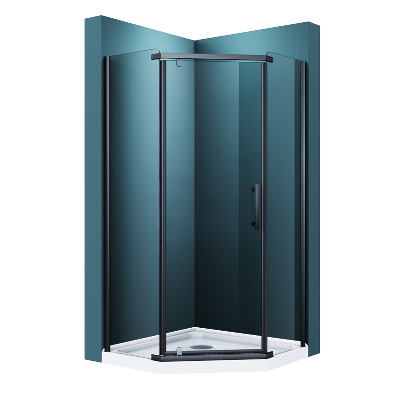 Neo-Angle Corner Shower Enclosure, Pivot Shower Door, 6mm Clear Tempered Glass, 36.5"Wx36.5"Dx72"H, Black