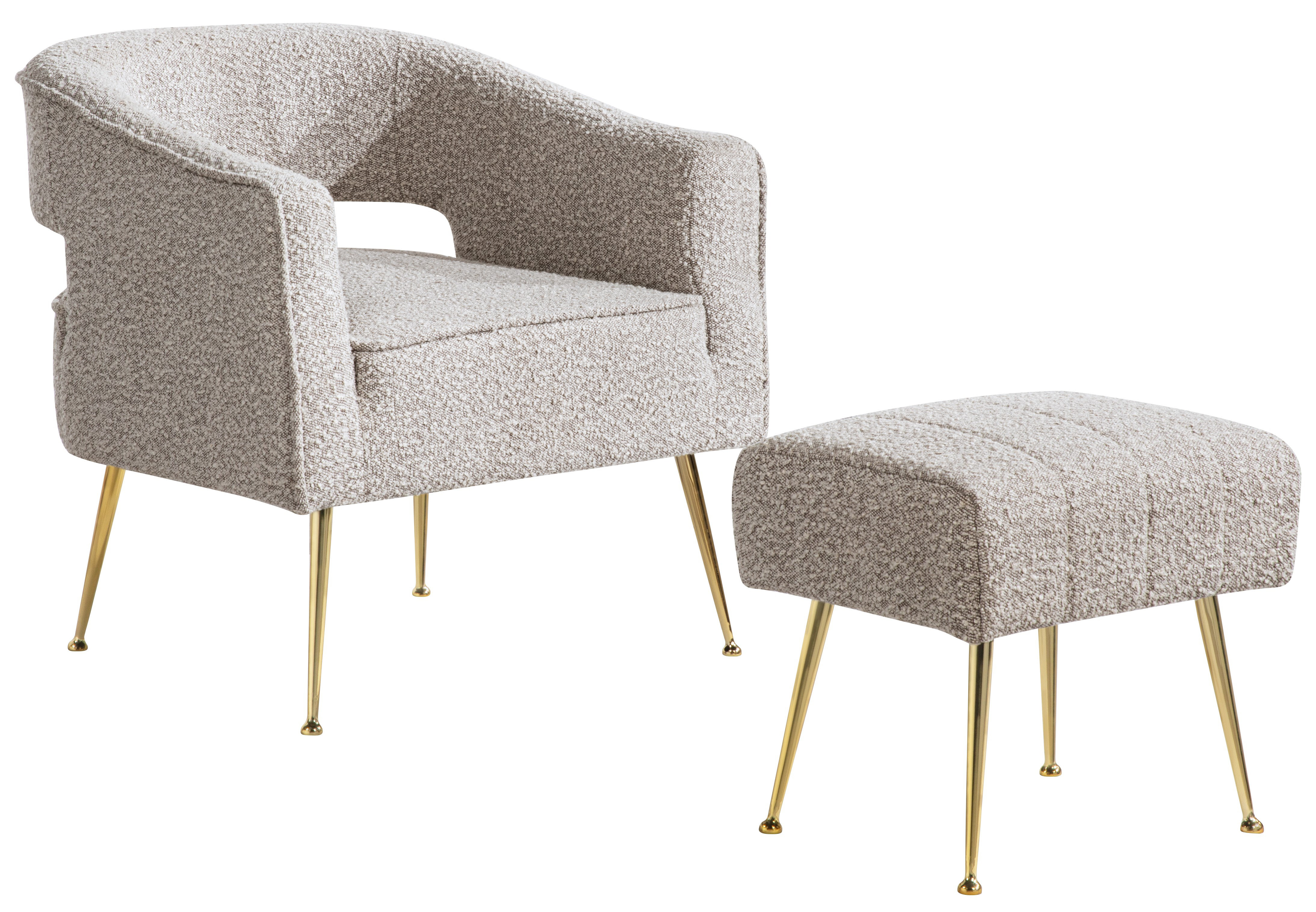 Everly Quinn 2 Piece Accent Chair And Ottoman In Boucle Fabric | Wayfair