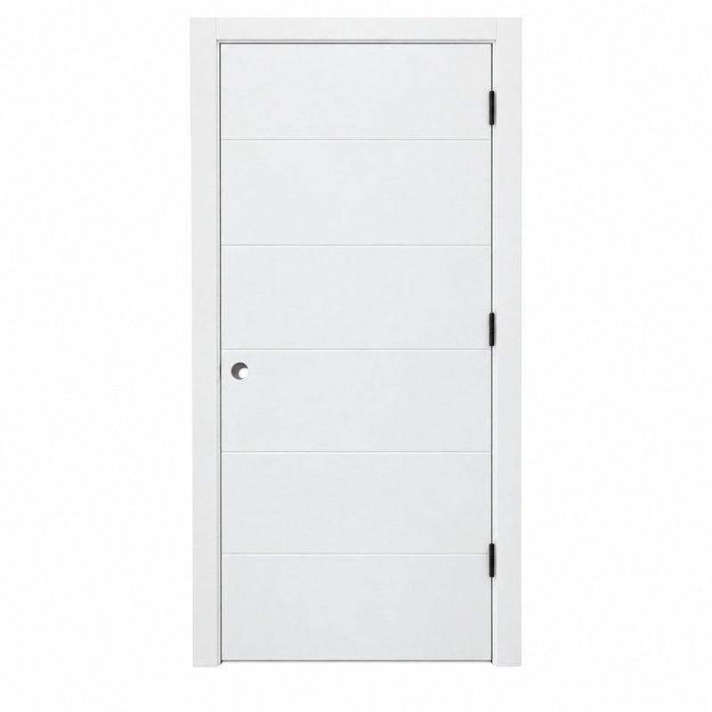 Porte intérieure pré-encastrée à 5 rangées de trous creux avec charnières et charnières, 30" x 80", Satin Nickel Hinge, Left