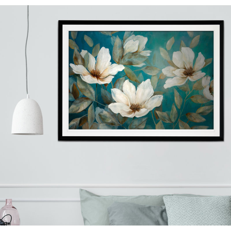 « shade of blue », reproduction de peinture à l’acrylique encadrée, H 20 po x l 24 po x P 1,5 po, Noir