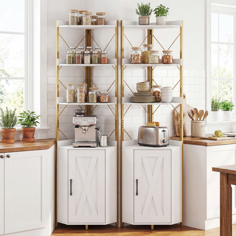 180cm H x 38cm W Metal Corner Bookcase, White
