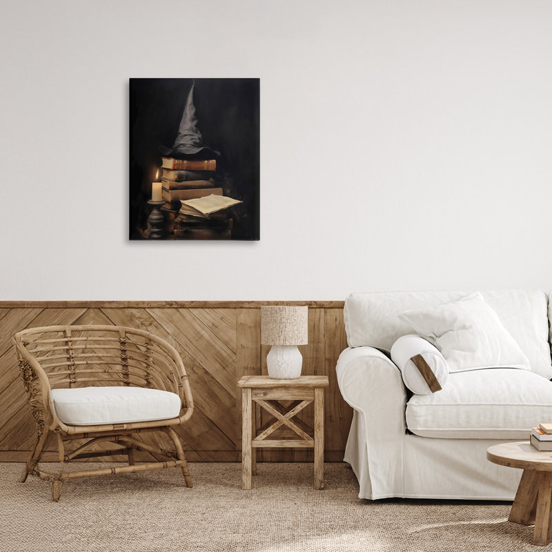 Bibliothèque et toile de chapeau de sorcière, design par LSR Design Studio, H 20 po x l 16 po