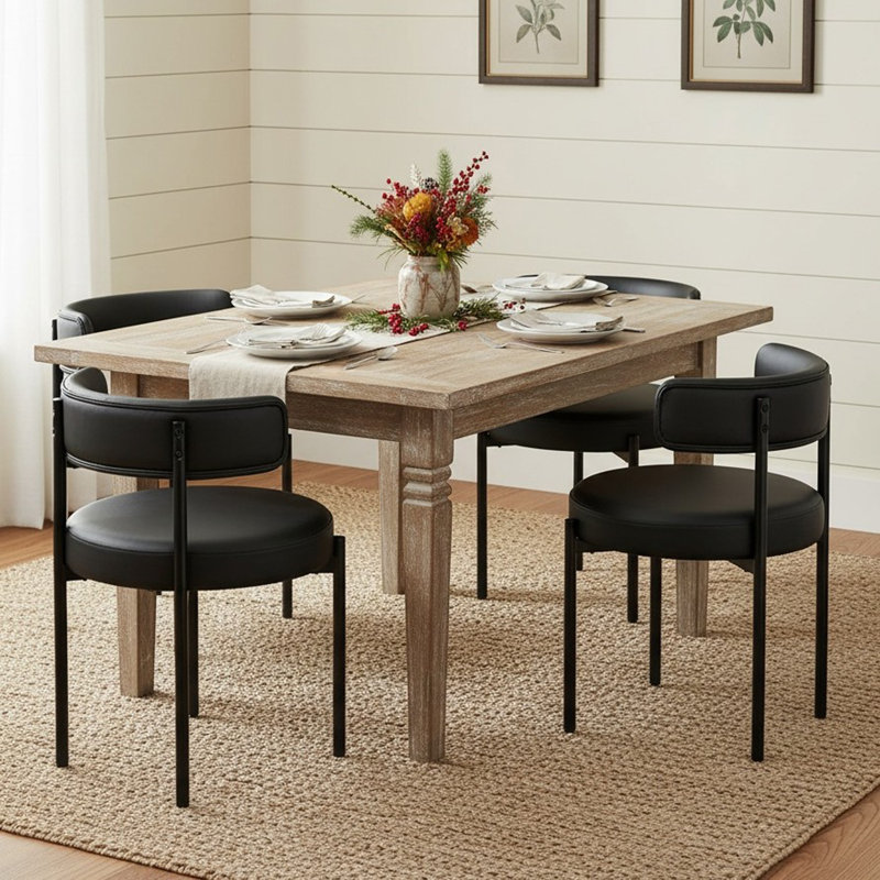Chaises d'appoint rembourrées en similicuir, Noir mat, 4